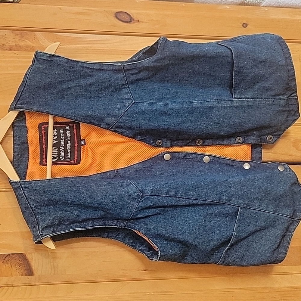 Vintage denim club vest button snaps cotton vest 3xl